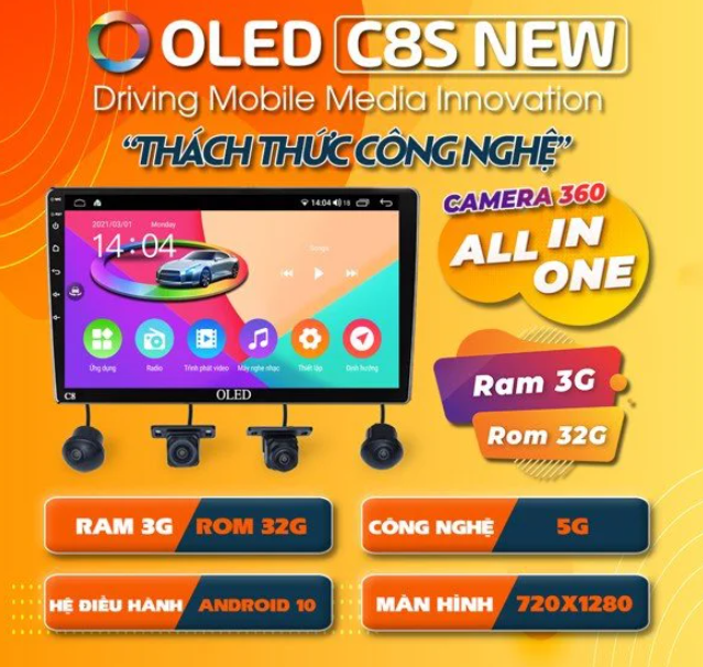 màn hình liền camera 360 Oled C8S New