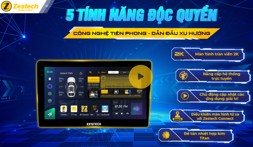 màn hình Zestech 13inch liền cam 360